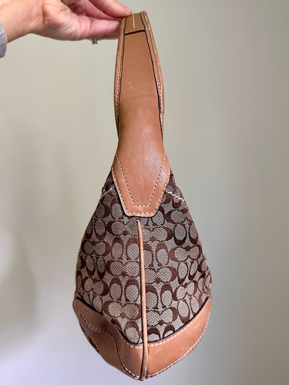Coach Signature Shoulder Purse CC Logo Sufflette 10776 Light Brown Vintage - Picture 3 of 14